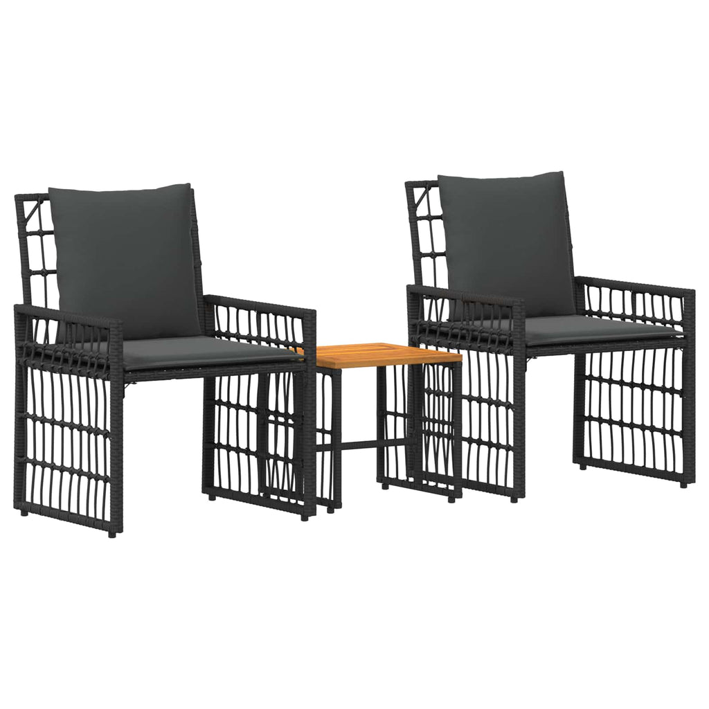 vidaXL Zestaw Mebli Ogrodowych 3 pcs Czarny i Ciemnoszary