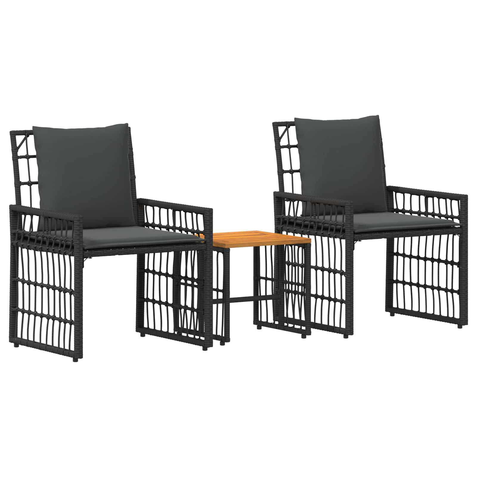 vidaXL Zestaw Mebli Ogrodowych 3 pcs Czarny i Ciemnoszary