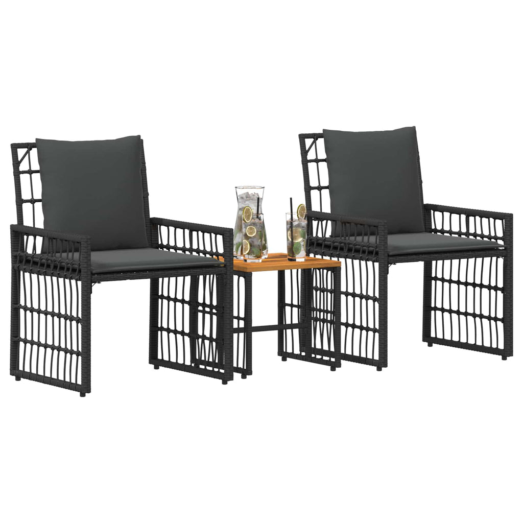 vidaXL Zestaw Mebli Ogrodowych 3 pcs Czarny i Ciemnoszary