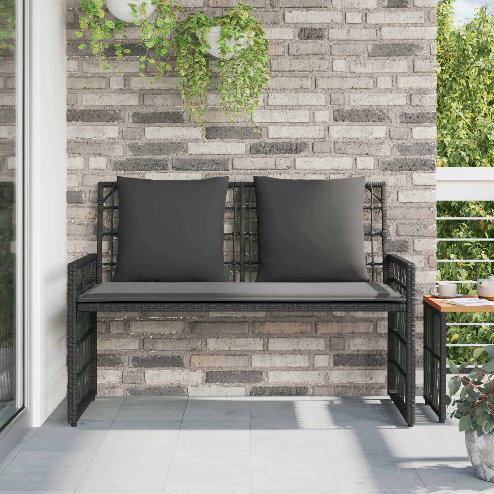 vidaXL Ławka ogrodowa Gładki Czarny i Ciemnoszary 116 x 55 x 82 cm