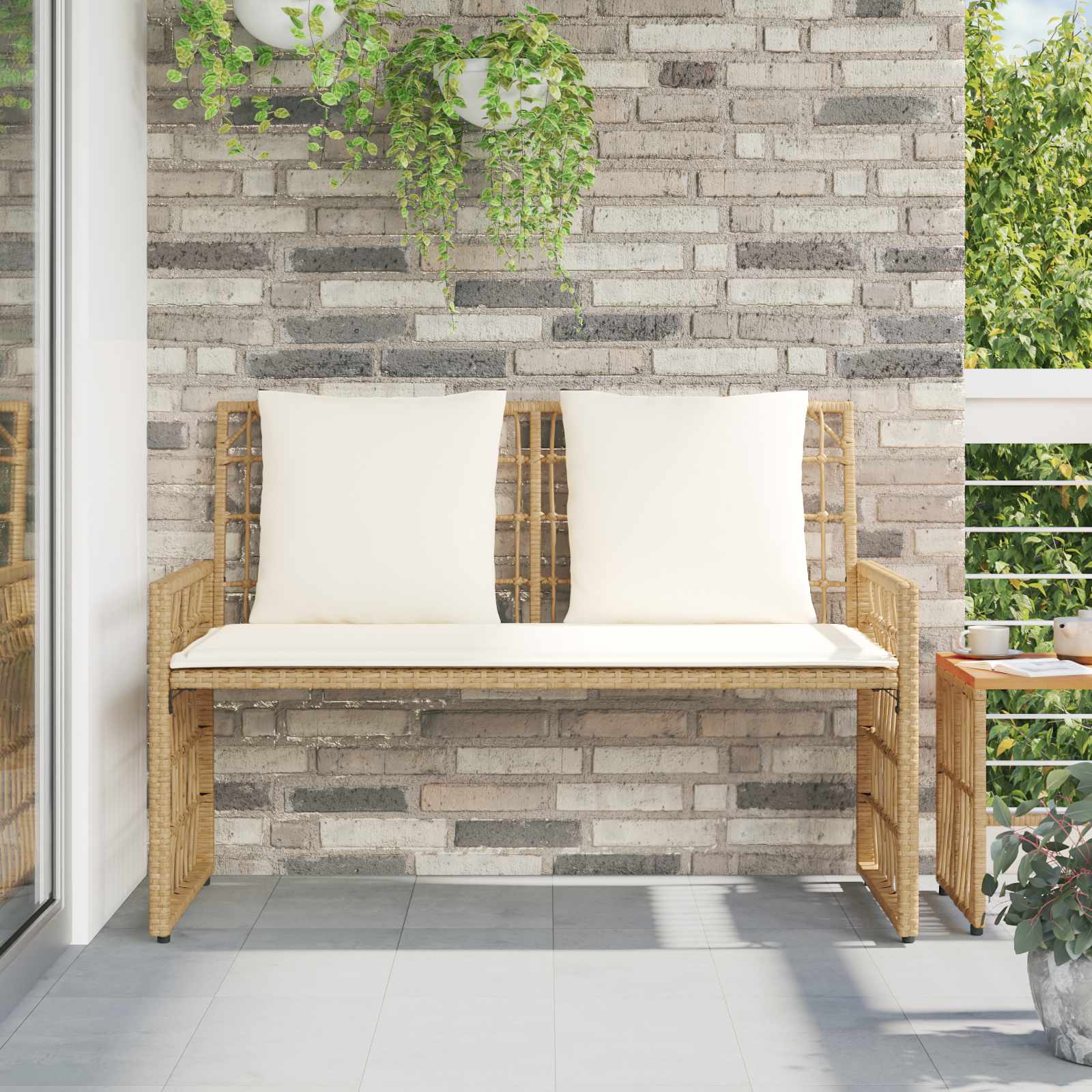 vidaXL Ławka ogrodowa Gładki Naturalny i Kremowy 116 x 55 x 82 cm