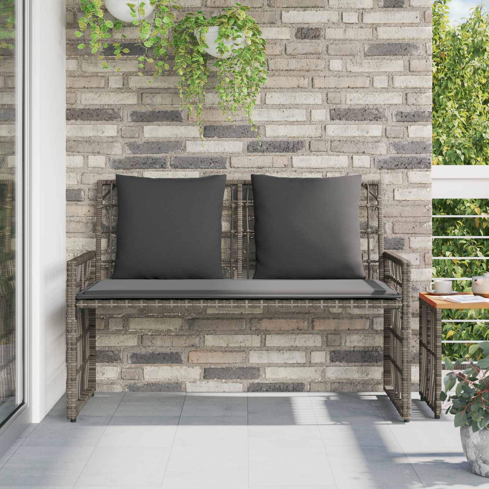 vidaXL Ławka ogrodowa Gładki Szary i ciemnoszary 116 x 55 x 82 cm