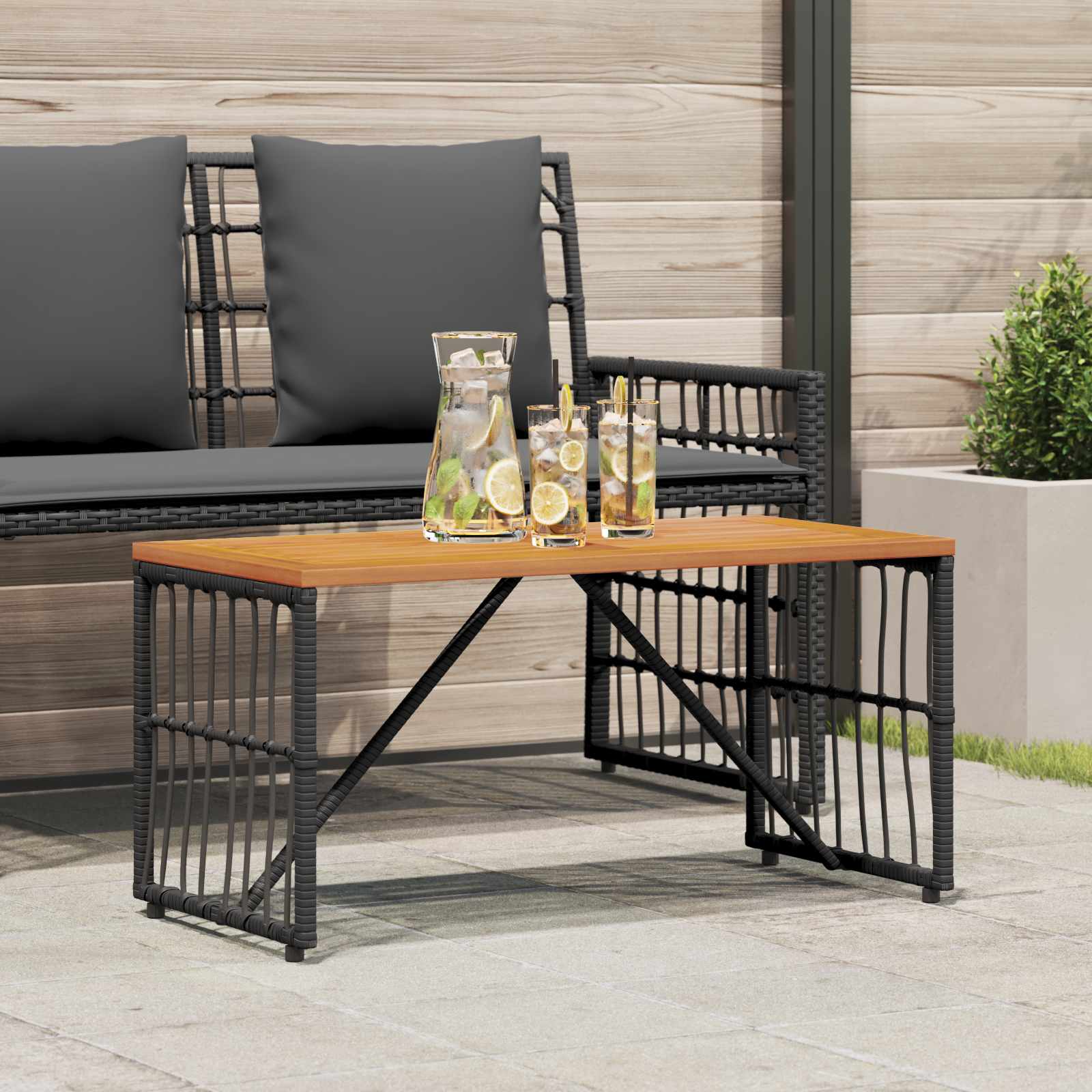 vidaXL Stół na Zewnątrz Czarny 80 x 40 x 40 cm Stal i poli rattan