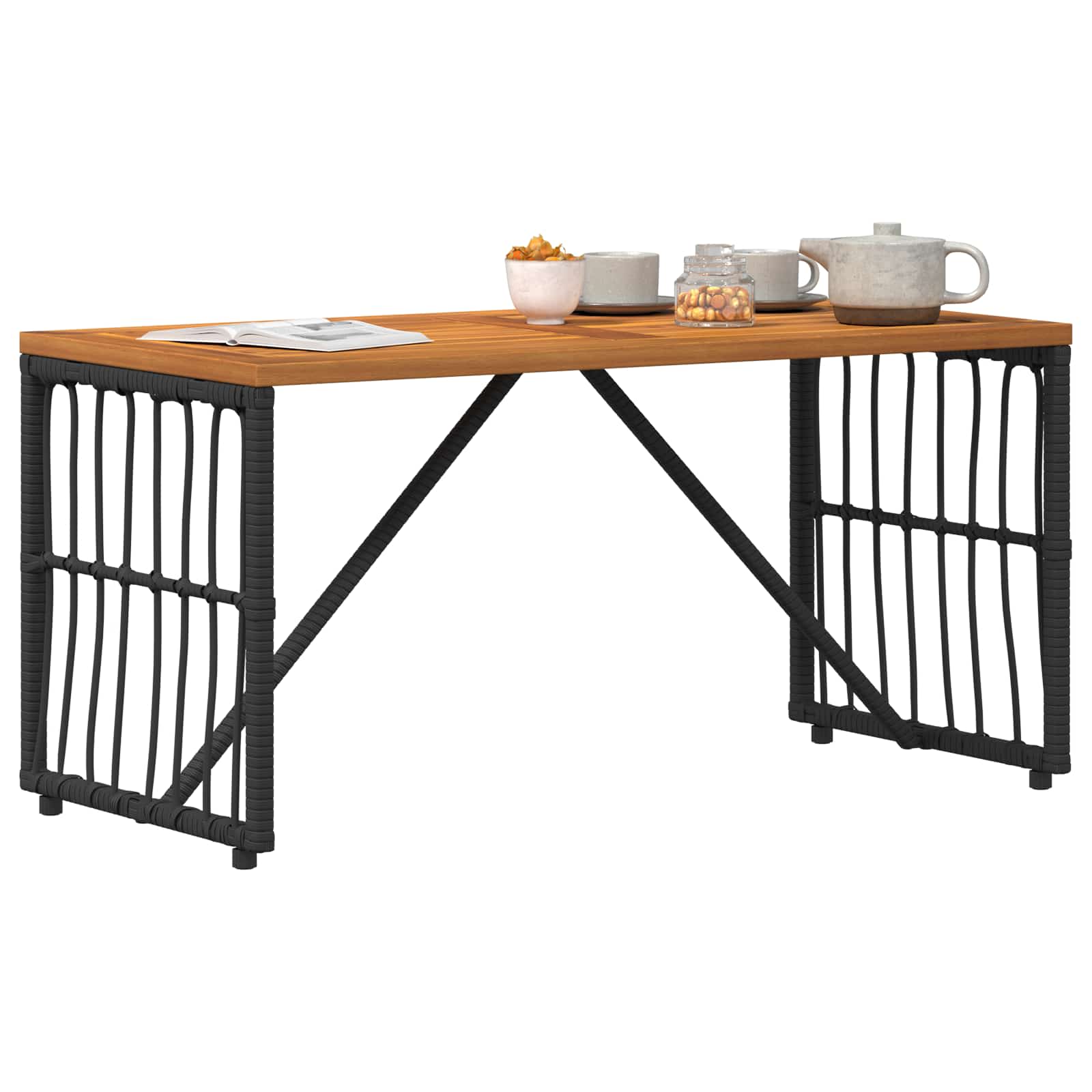vidaXL Stół na Zewnątrz Czarny 80 x 40 x 40 cm Stal i poli rattan
