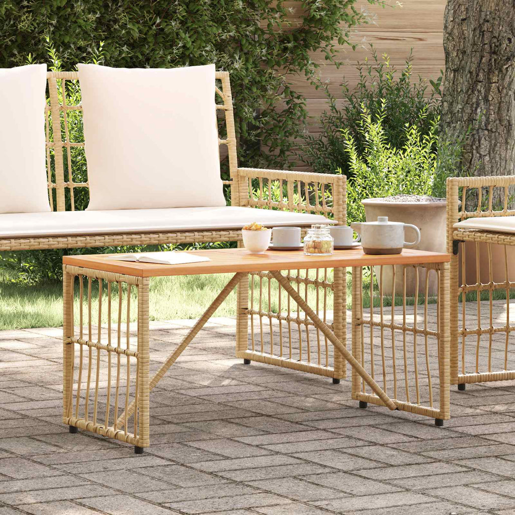 vidaXL Stół na Zewnątrz Naturalny 80 x 40 x 40 cm Stal i poli rattan