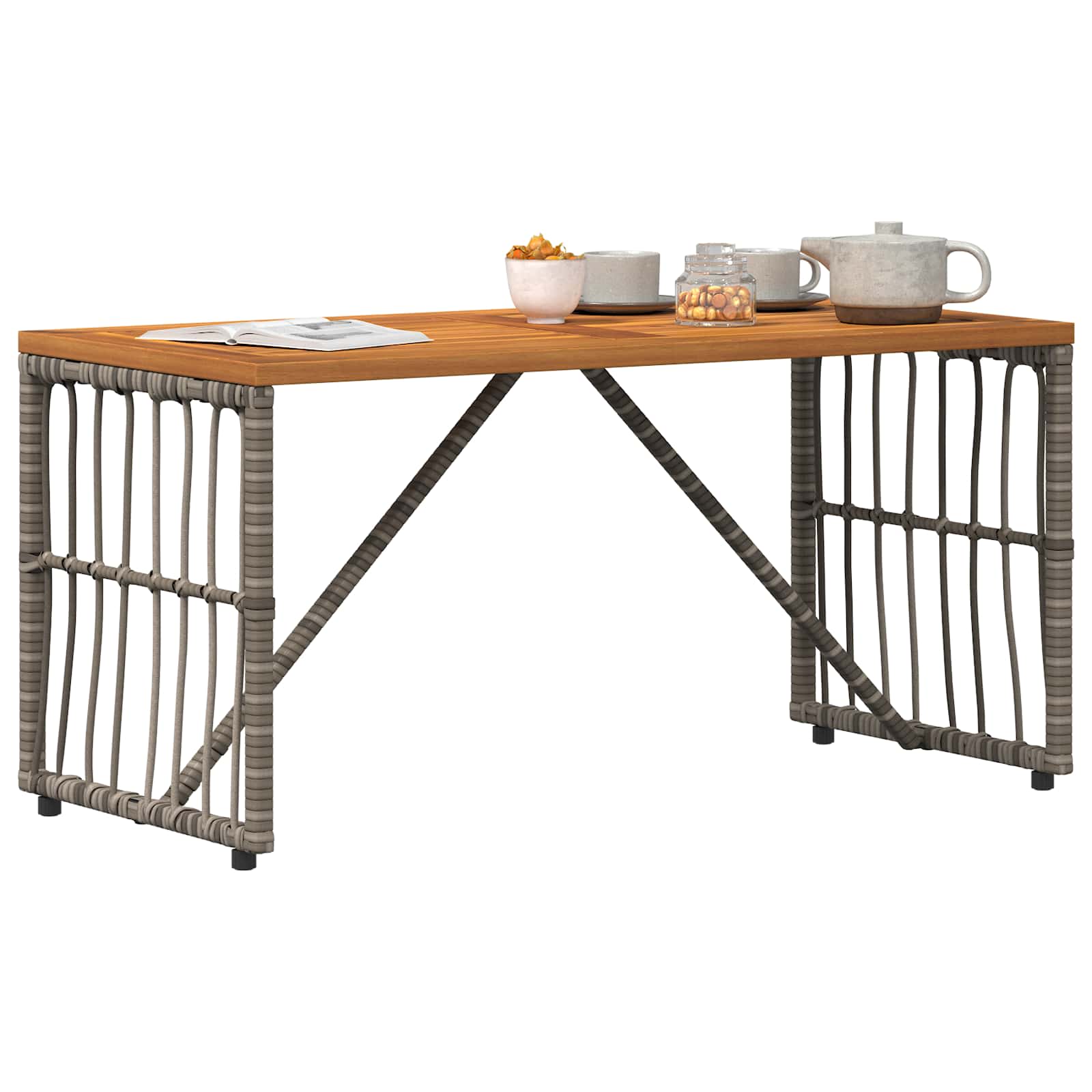 vidaXL Stół na Zewnątrz Szary 80 x 40 x 40 cm Stal i poli rattan