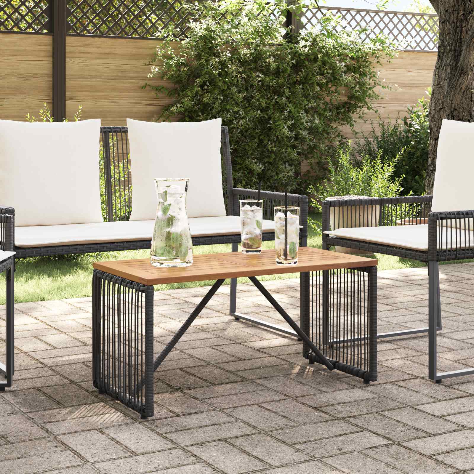vidaXL Stół na Zewnątrz Czarny i Brązowy 80 x 40 x 40 cm polirattan