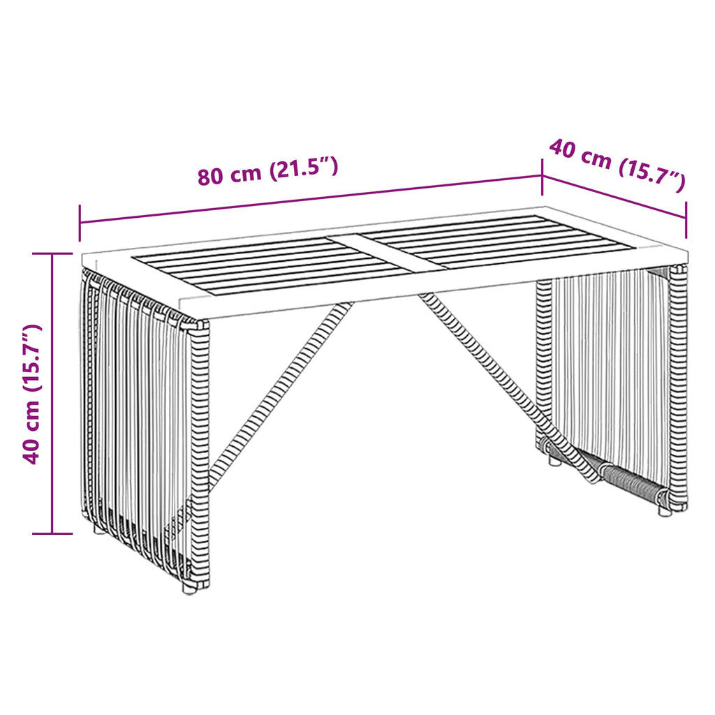 vidaXL Stół na Zewnątrz Czarny i Brązowy 80 x 40 x 40 cm polirattan