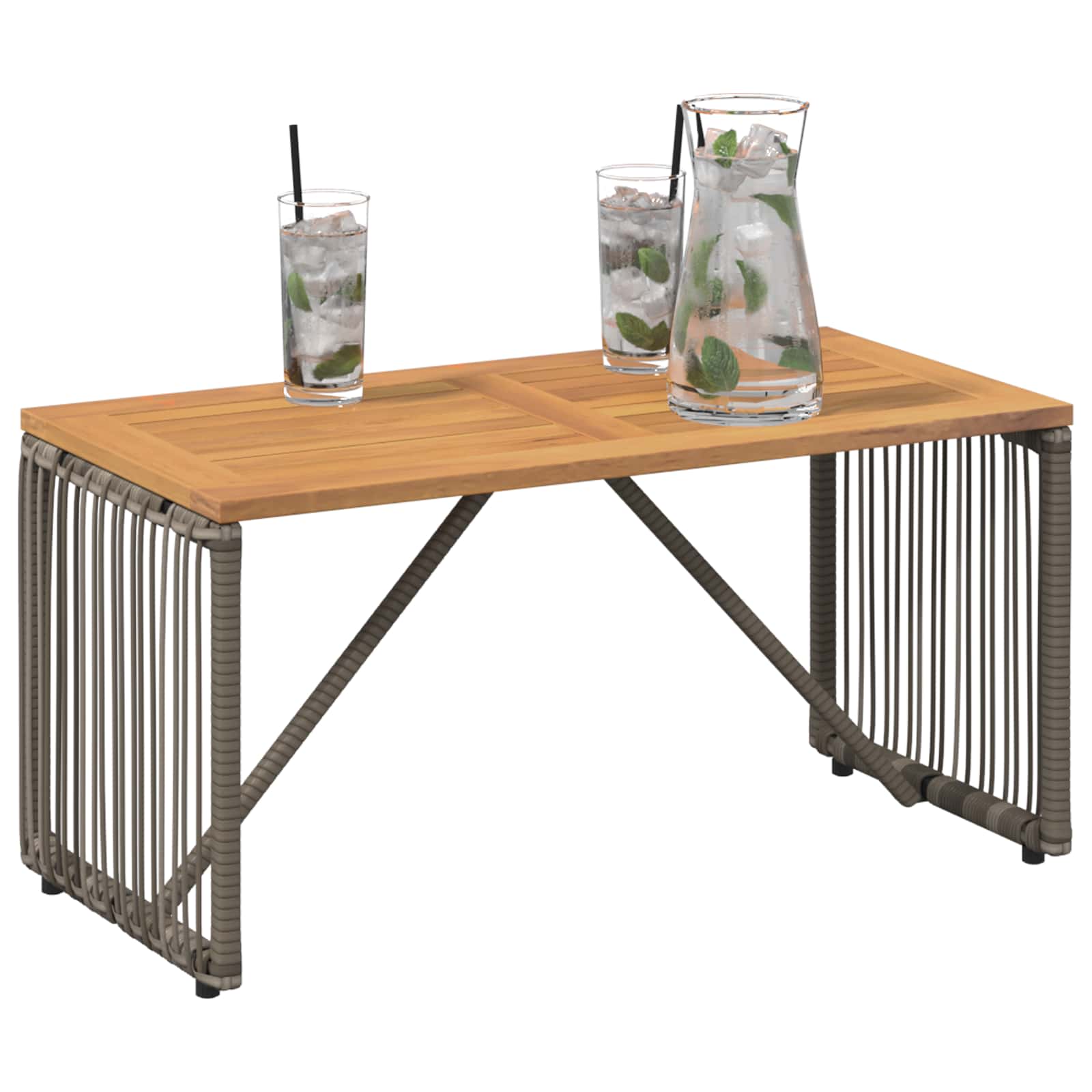 vidaXL Stół na Zewnątrz Szary i brązowy 80 x 40 x 40 cm polirattan