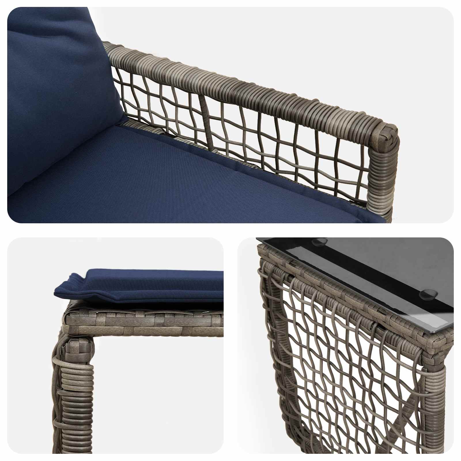 vidaXL Zestaw Mebli Ogrodowych z poduszką 5 pcs Szary i granatowy