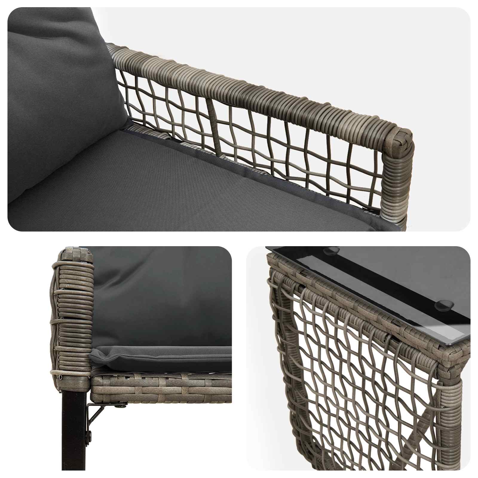 vidaXL Zestaw Mebli Ogrodowych z poduszką 3 pcs Szary
