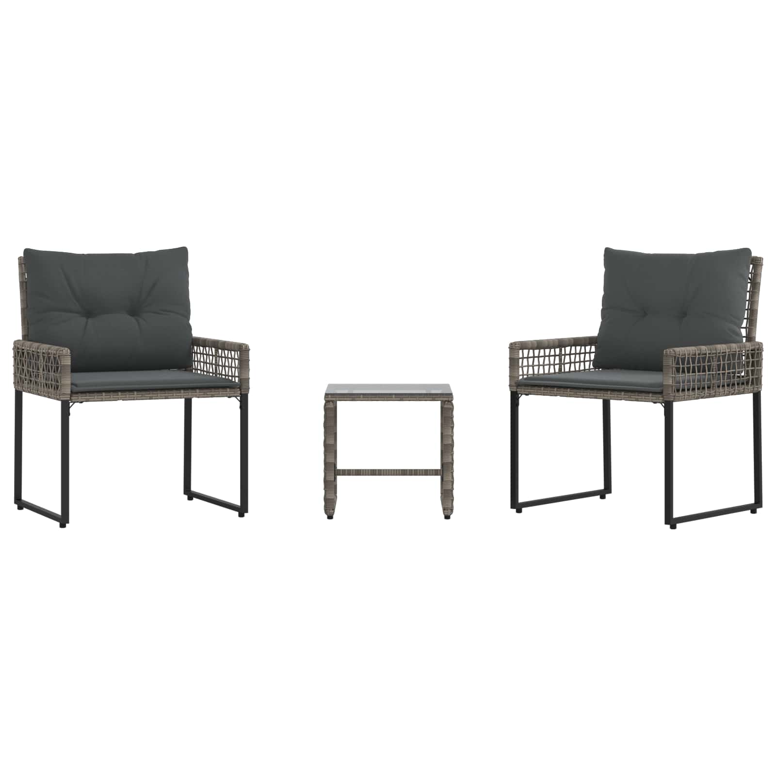 vidaXL Zestaw Mebli Ogrodowych z poduszką 3 pcs Szary