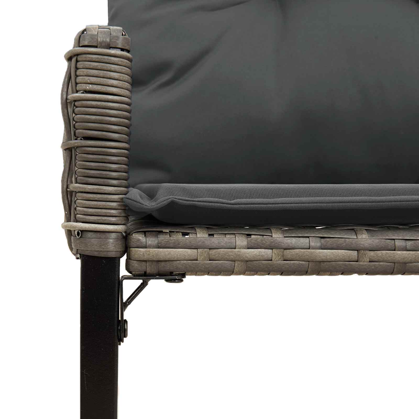 vidaXL Ławka ogrodowa Szary 118 x 55 x 82 cm Rattan PE i tkanina