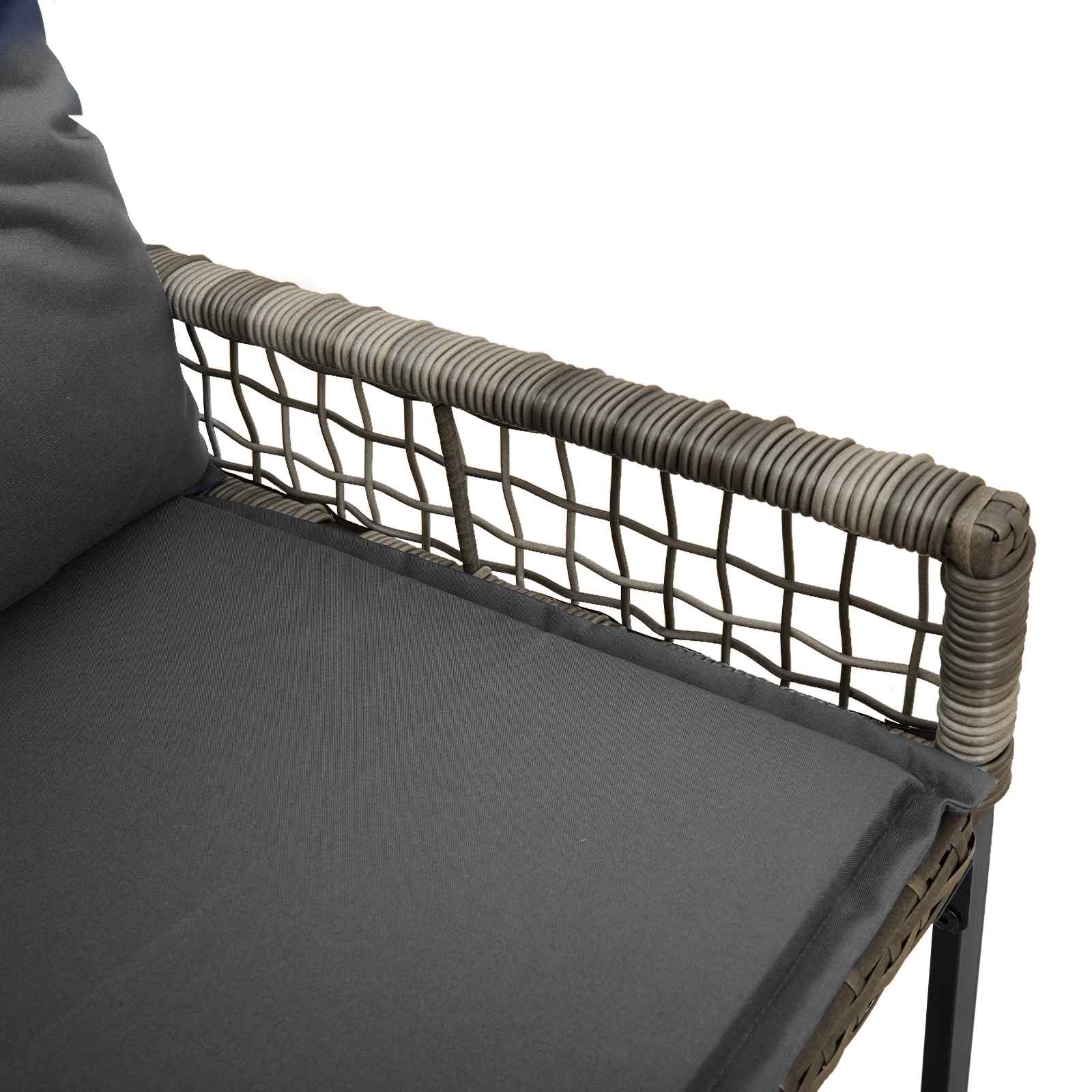 vidaXL Ławka ogrodowa Szary 118 x 55 x 82 cm Rattan PE i tkanina