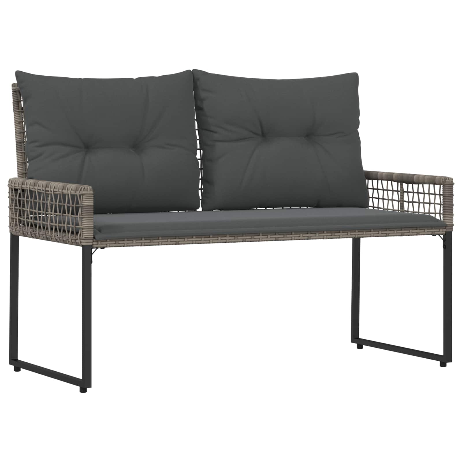 vidaXL Ławka ogrodowa Szary 118 x 55 x 82 cm Rattan PE i tkanina