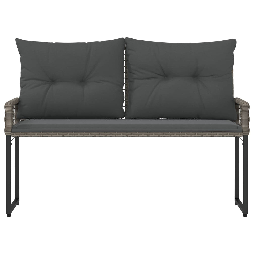 vidaXL Ławka ogrodowa Szary 118 x 55 x 82 cm Rattan PE i tkanina
