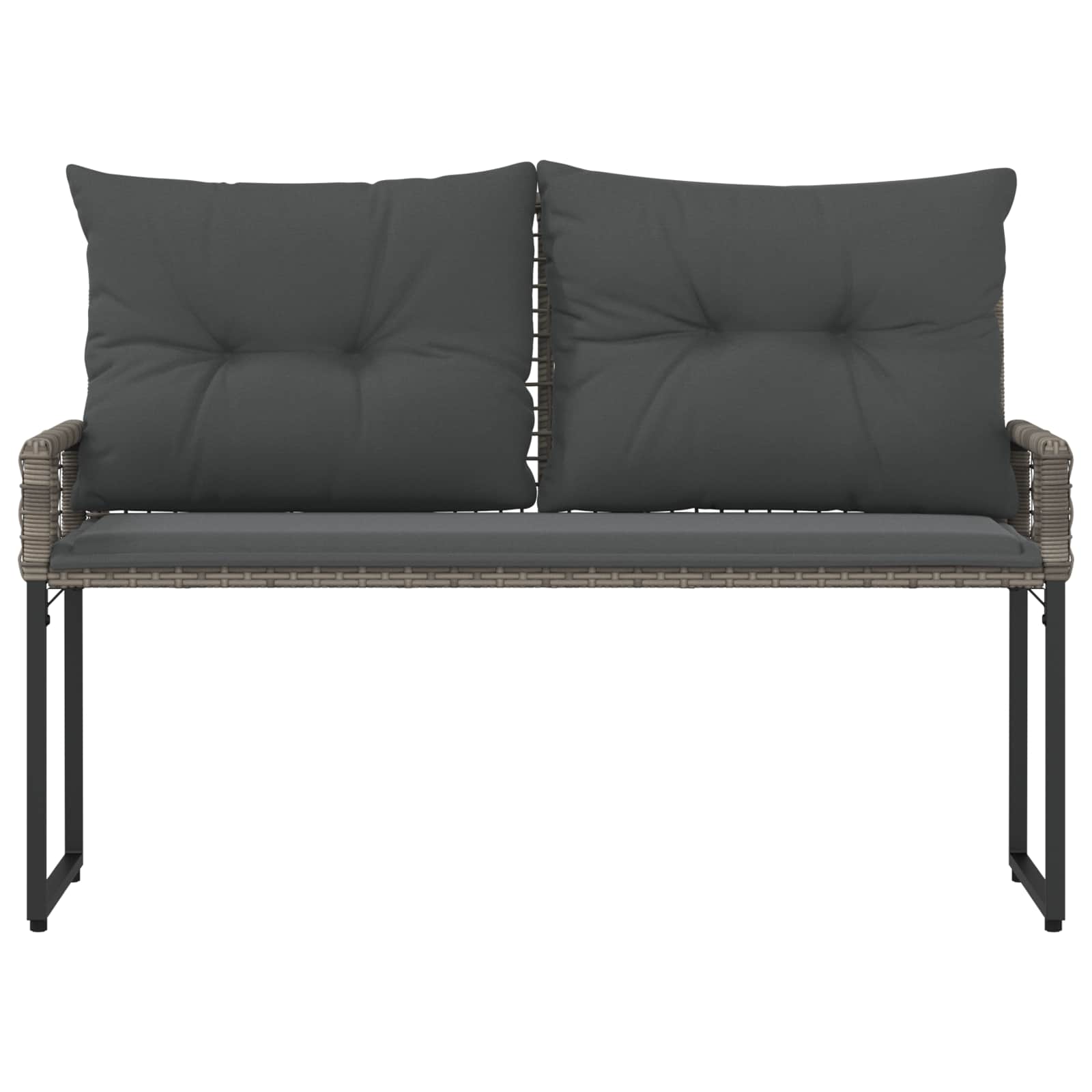 vidaXL Ławka ogrodowa Szary 118 x 55 x 82 cm Rattan PE i tkanina