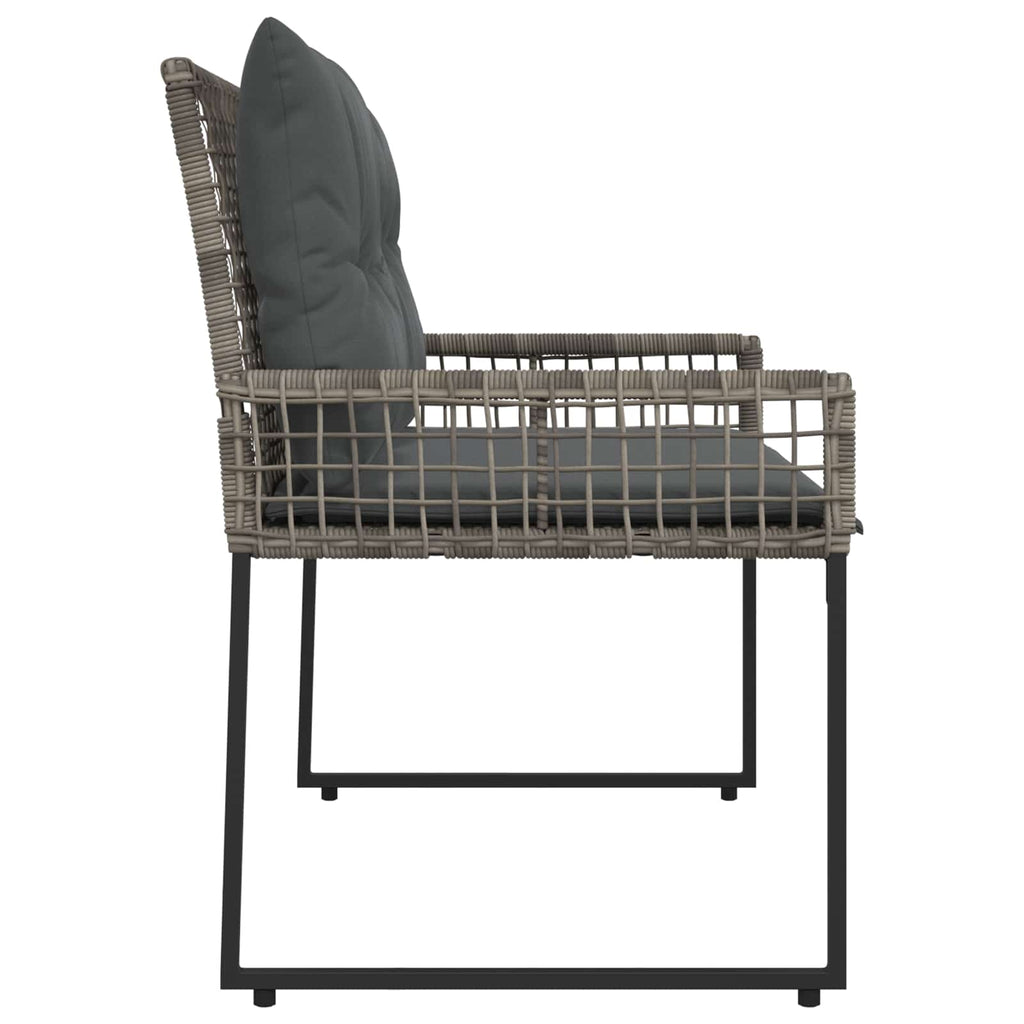 vidaXL Ławka ogrodowa Szary 118 x 55 x 82 cm Rattan PE i tkanina