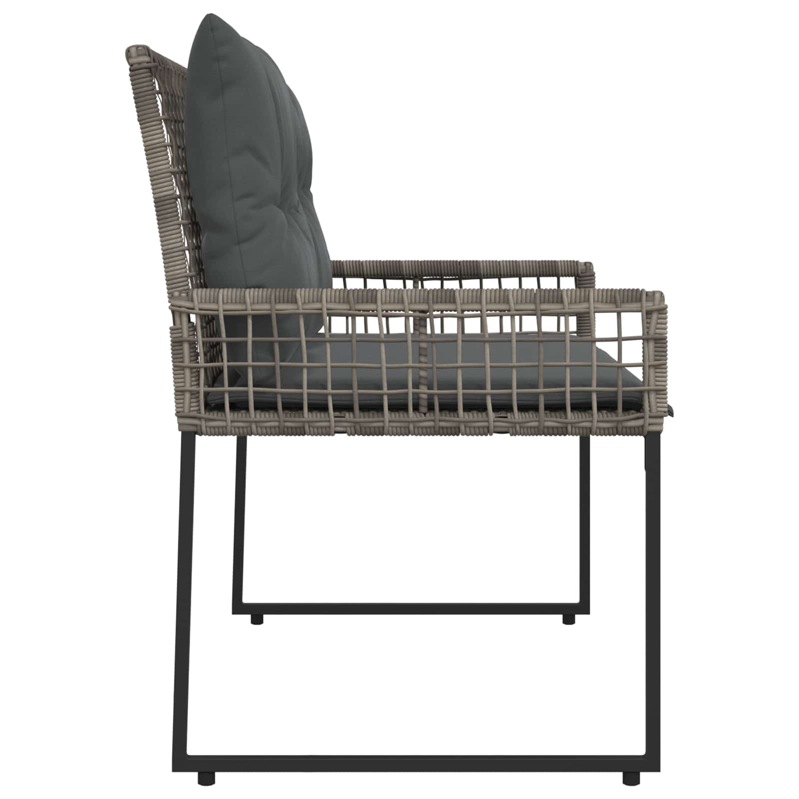 vidaXL Ławka ogrodowa Szary 118 x 55 x 82 cm Rattan PE i tkanina