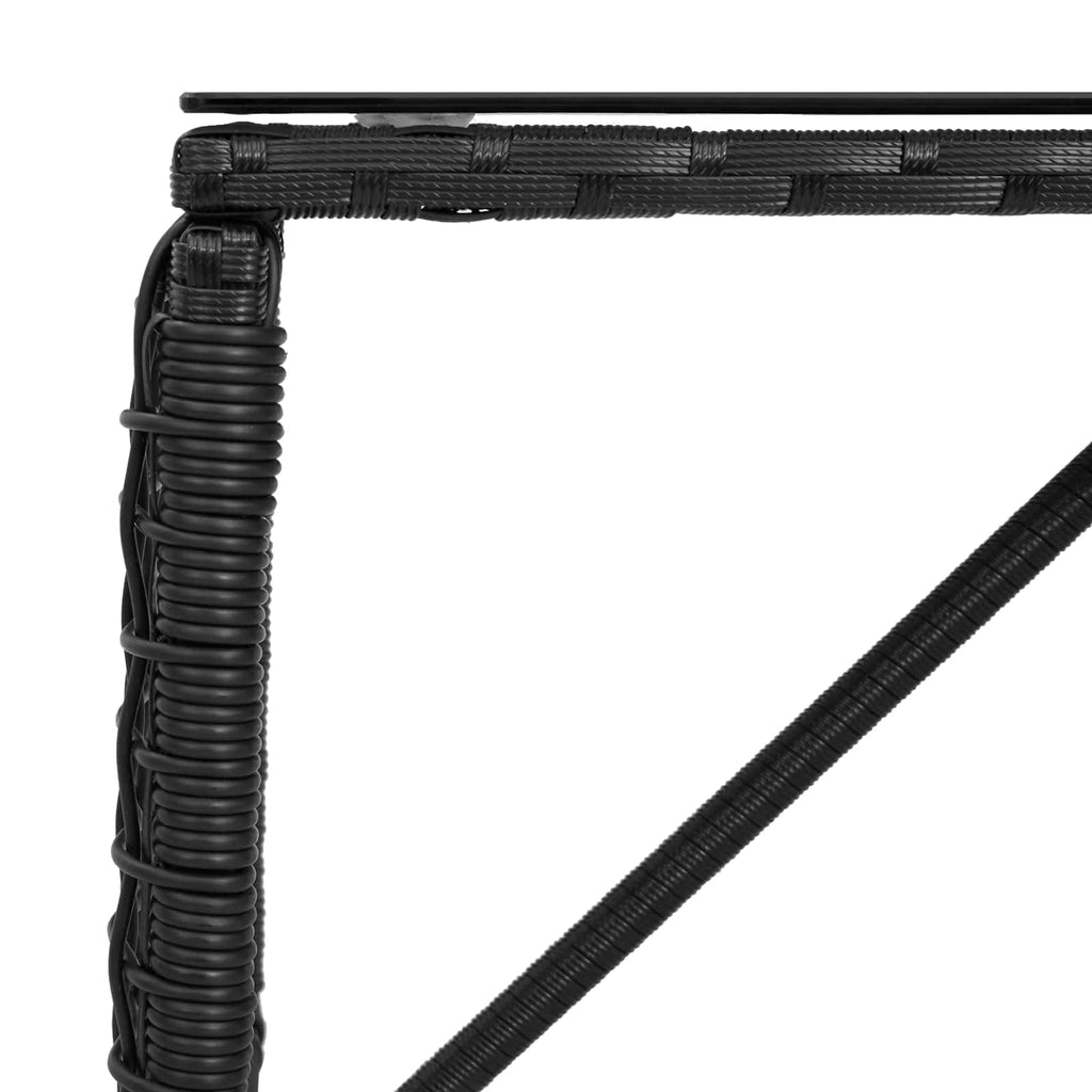 vidaXL Stół na Zewnątrz Czarny 80 x 40 x 40 cm Rattan PE i Szkło