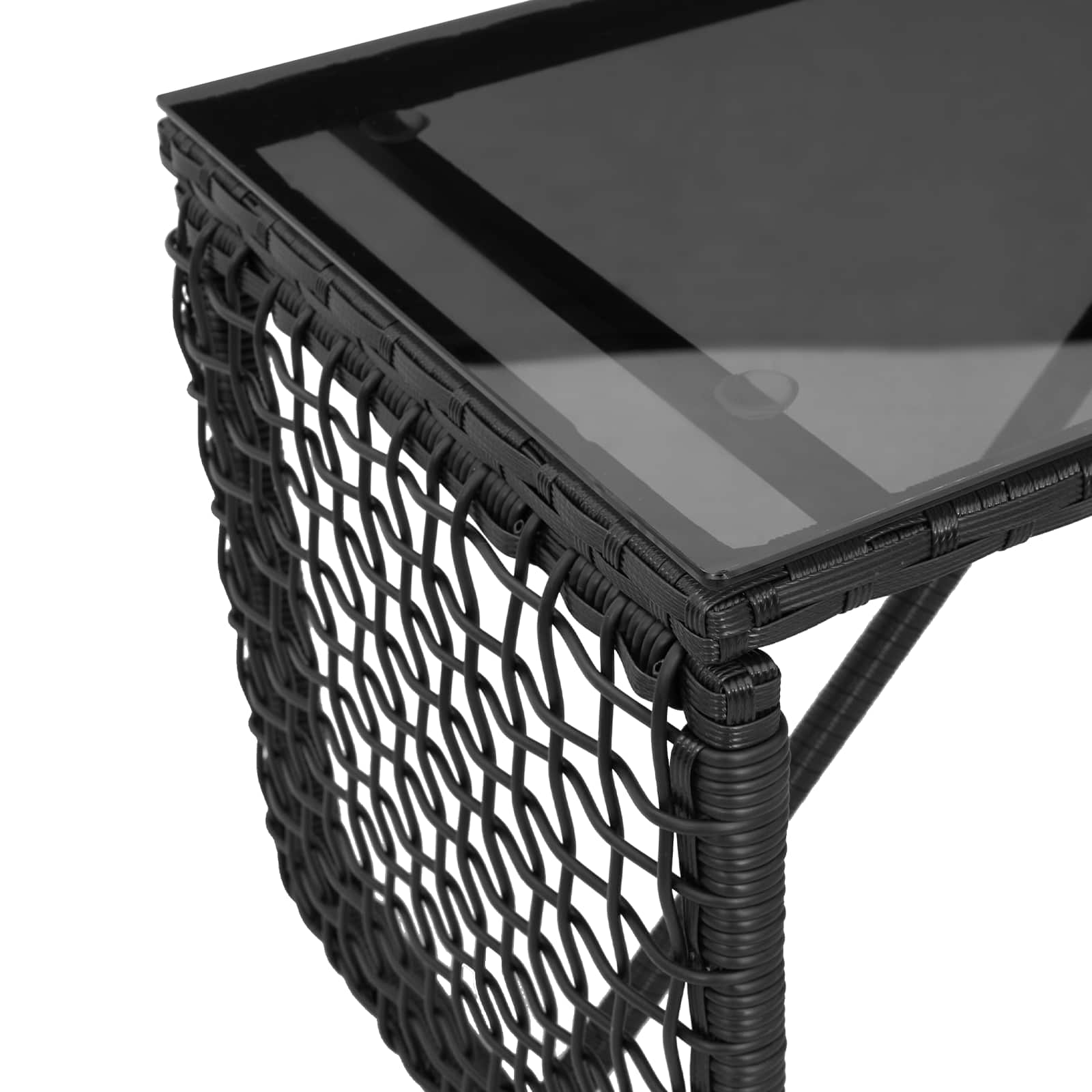 vidaXL Stół na Zewnątrz Czarny 80 x 40 x 40 cm Rattan PE i Szkło