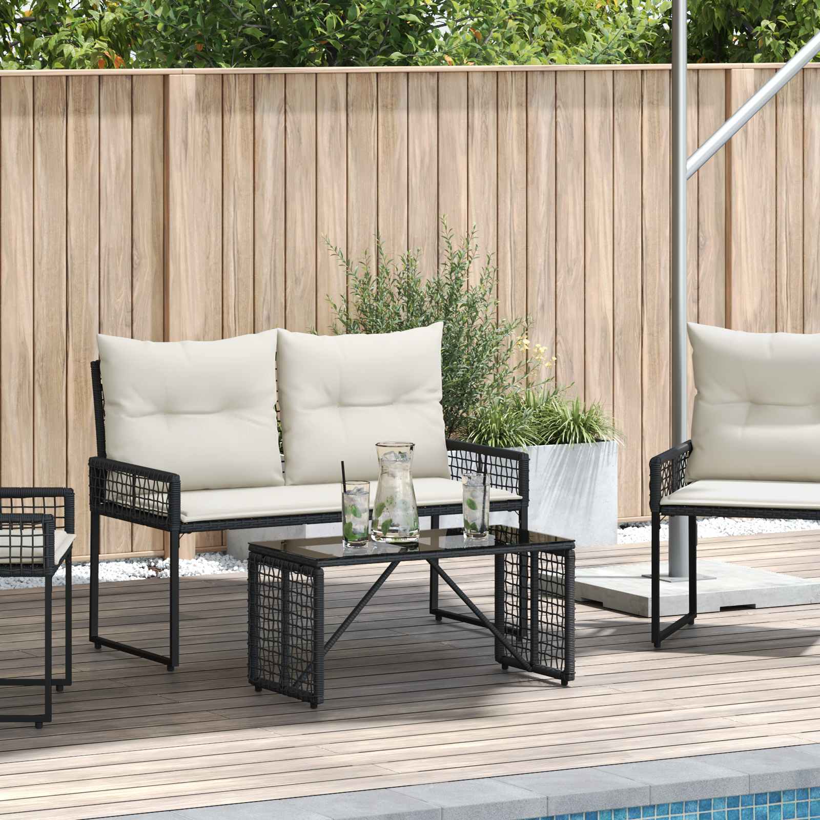 vidaXL Stół na Zewnątrz Czarny 80 x 40 x 40 cm Rattan PE i Szkło