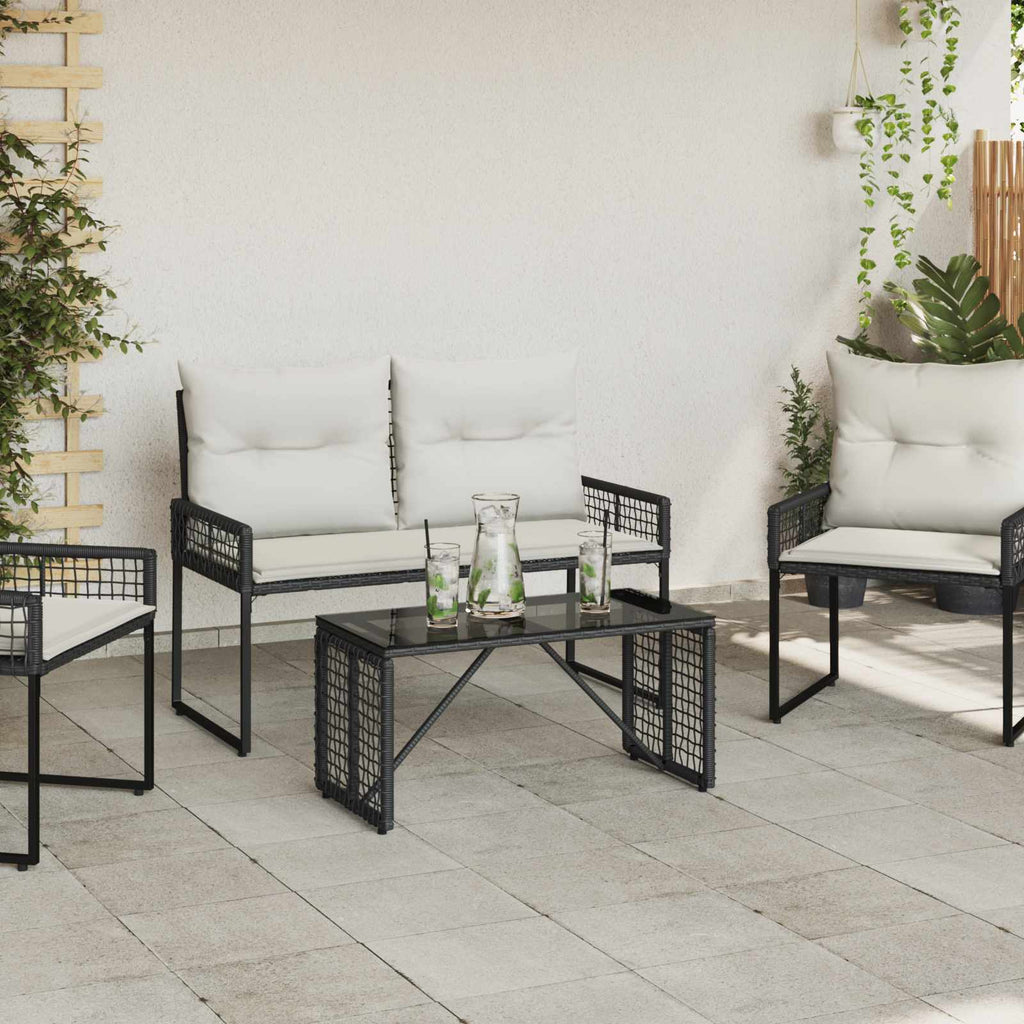 vidaXL Stół na Zewnątrz Czarny 80 x 40 x 40 cm Rattan PE i Szkło