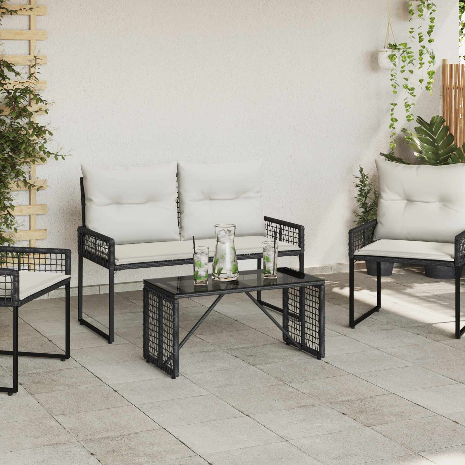 vidaXL Stół na Zewnątrz Czarny 80 x 40 x 40 cm Rattan PE i Szkło