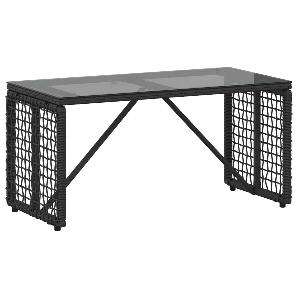 vidaXL Stół na Zewnątrz Czarny 80 x 40 x 40 cm Rattan PE i Szkło