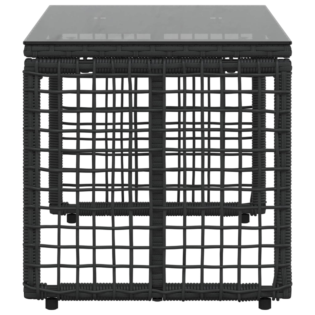 vidaXL Stół na Zewnątrz Czarny 80 x 40 x 40 cm Rattan PE i Szkło
