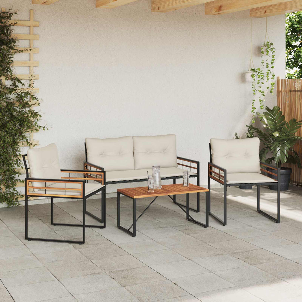 vidaXL Zestaw Mebli Ogrodowych z poduszką 4 pcs Kremowy