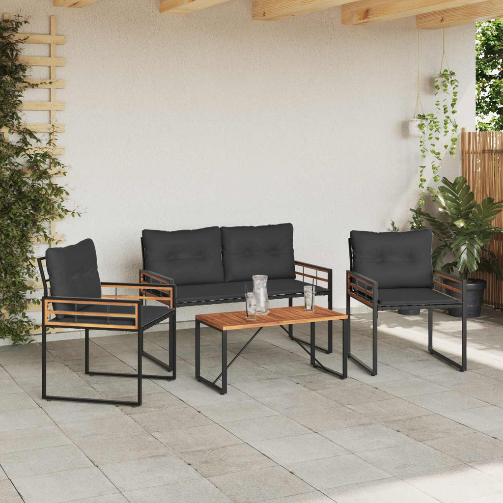 vidaXL Zestaw Mebli Ogrodowych z poduszką 4 pcs Ciemny szary