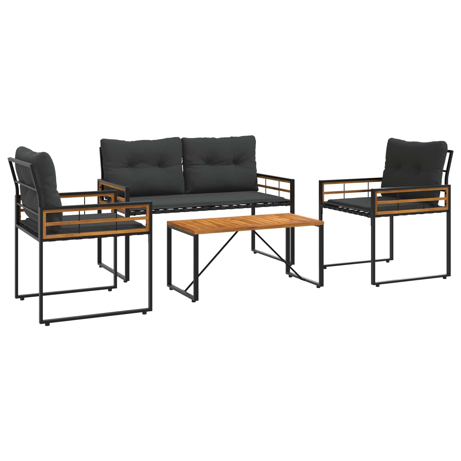 vidaXL Zestaw Mebli Ogrodowych z poduszką 4 pcs Ciemny szary