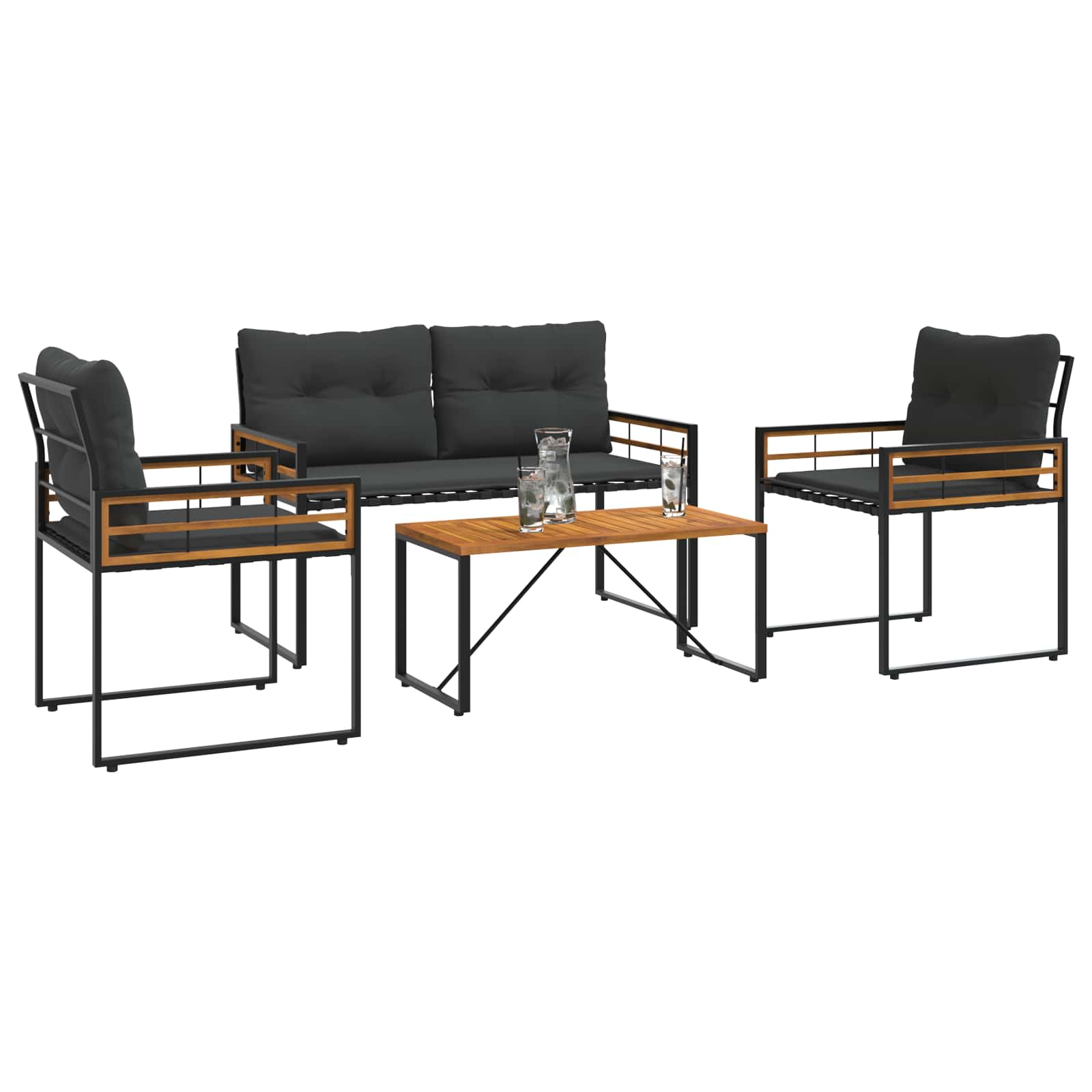 vidaXL Zestaw Mebli Ogrodowych z poduszką 4 pcs Ciemny szary