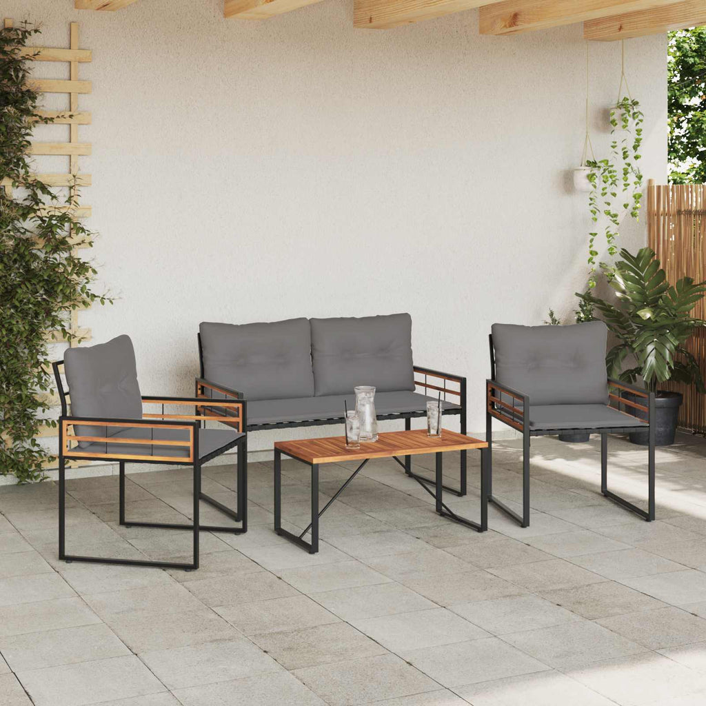 vidaXL Zestaw Mebli Ogrodowych z poduszką 4 pcs Jasnoszary