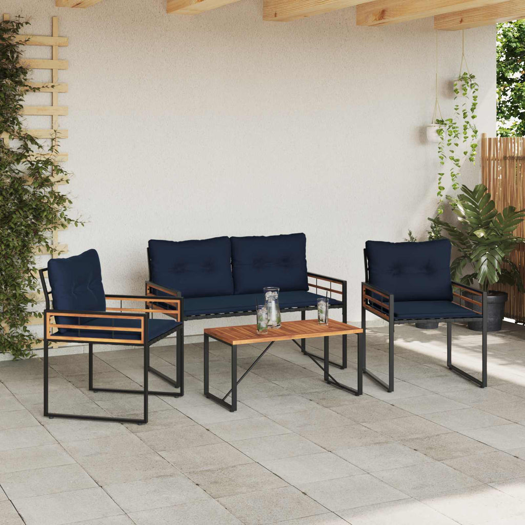 vidaXL Zestaw Mebli Ogrodowych z poduszką 4 pcs Granatowy