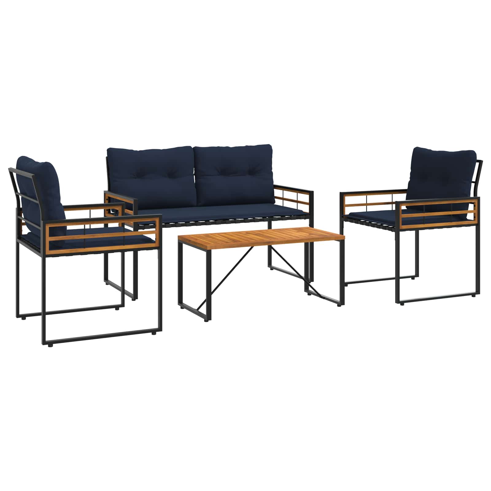 vidaXL Zestaw Mebli Ogrodowych z poduszką 4 pcs Granatowy