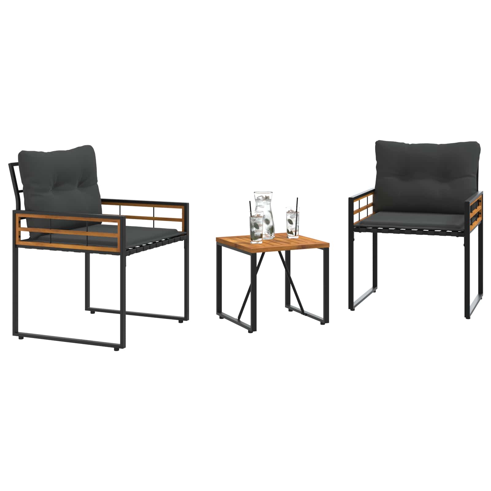 vidaXL Zestaw Mebli Ogrodowych z poduszką 3 pcs Ciemny szary