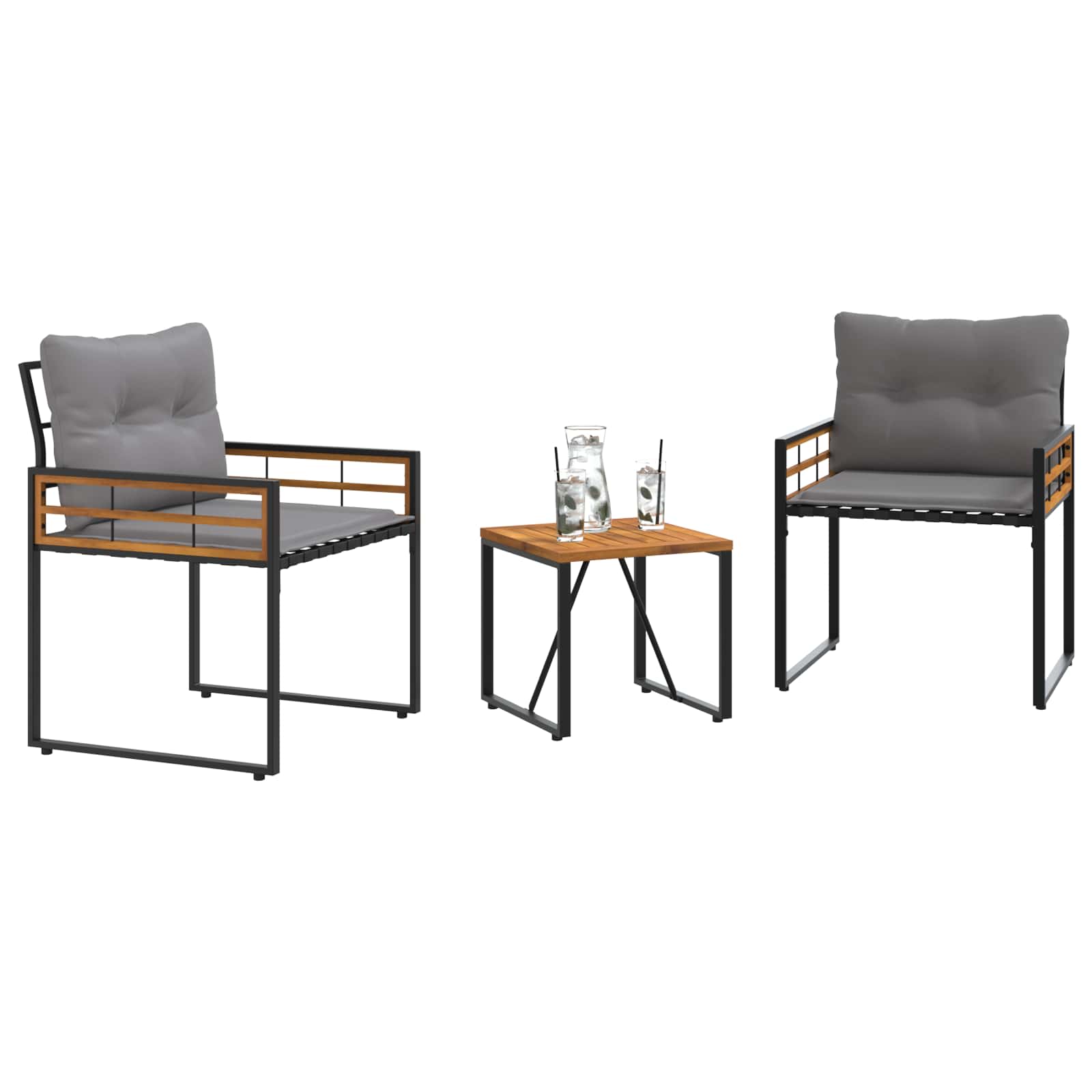 vidaXL Zestaw Mebli Ogrodowych z poduszką 3 pcs Jasnoszary