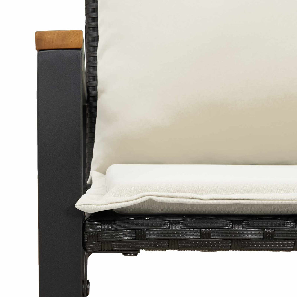 vidaXL ławka z poduszką Czarny i kremowo-biały 115 x 65 x 72 cm rattan