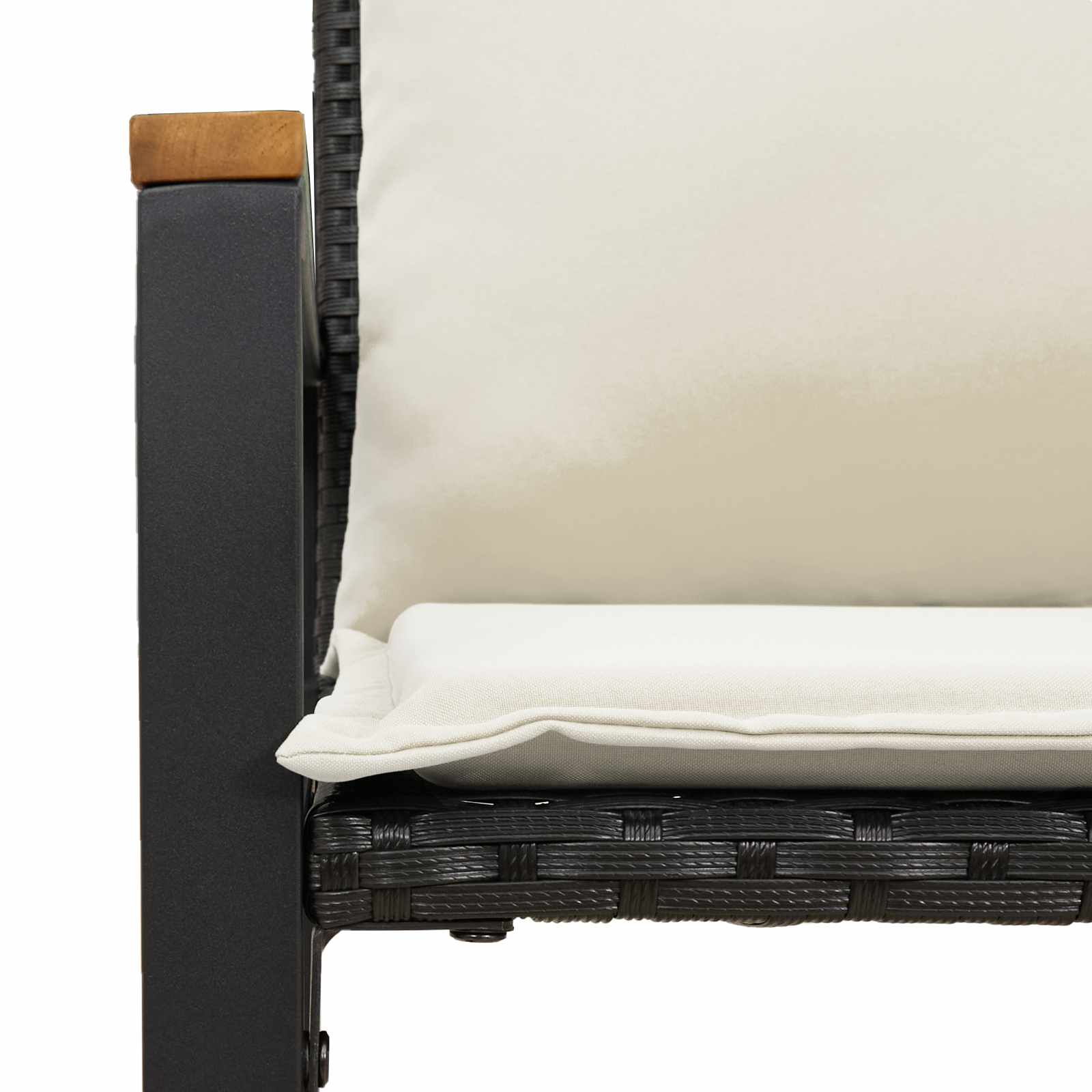 vidaXL ławka z poduszką Czarny i kremowo-biały 115 x 65 x 72 cm rattan