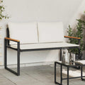 vidaXL ławka z poduszką Czarny i kremowo-biały 115 x 65 x 72 cm rattan