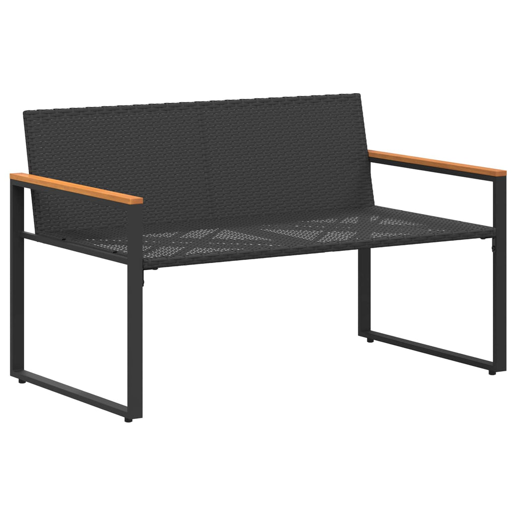 vidaXL ławka z poduszką Czarny i kremowo-biały 115 x 65 x 72 cm rattan