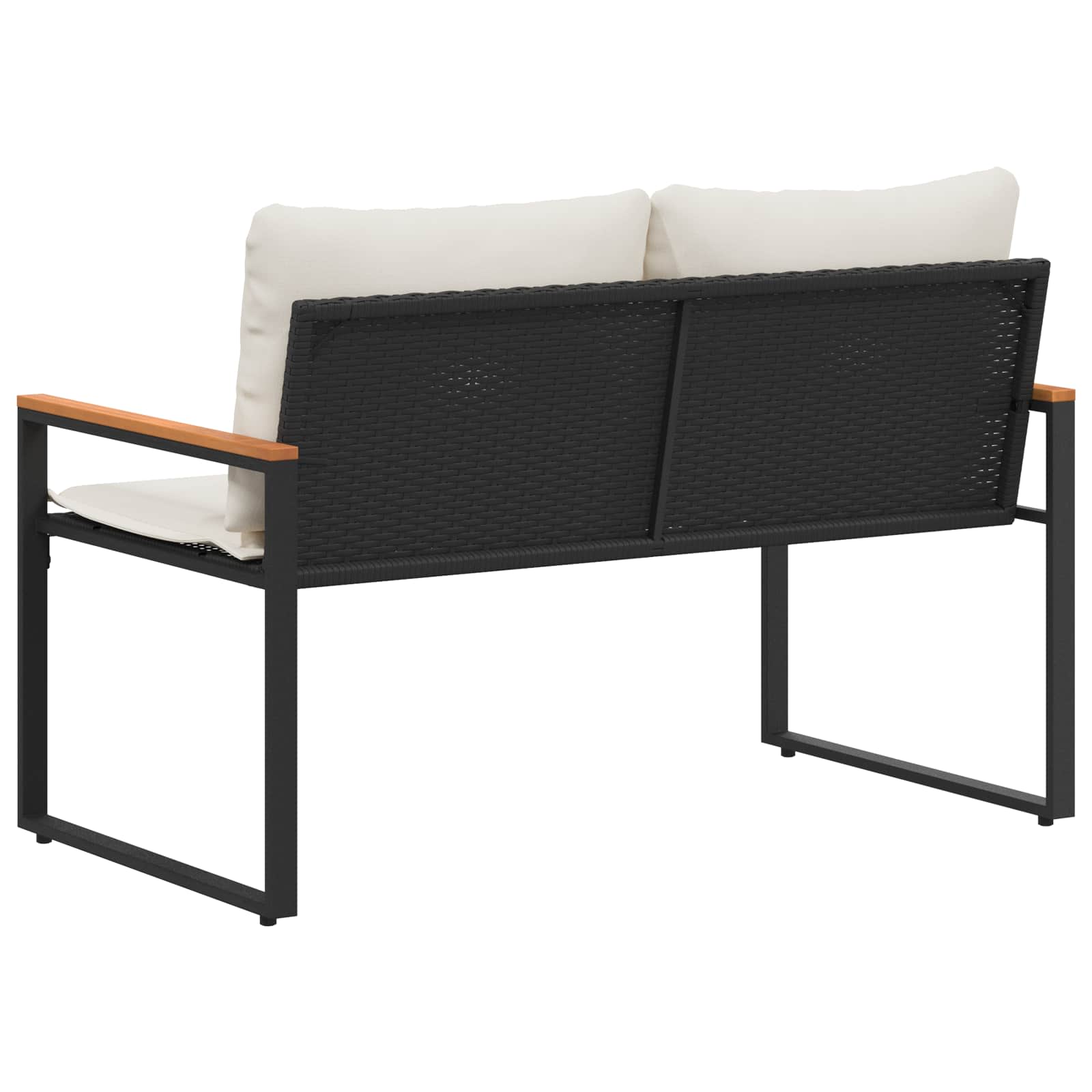 vidaXL ławka z poduszką Czarny i kremowo-biały 115 x 65 x 72 cm rattan