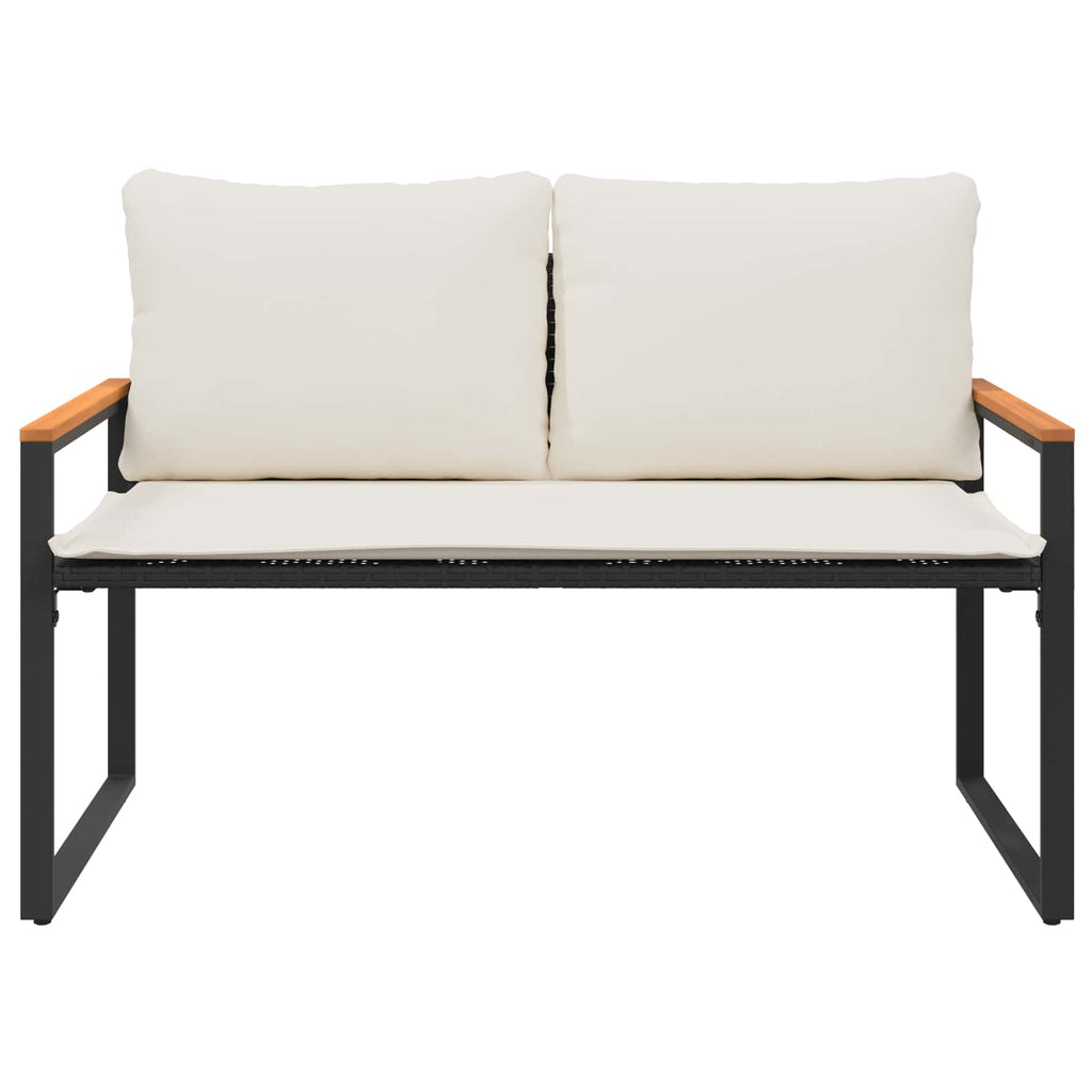 vidaXL ławka z poduszką Czarny i kremowo-biały 115 x 65 x 72 cm rattan