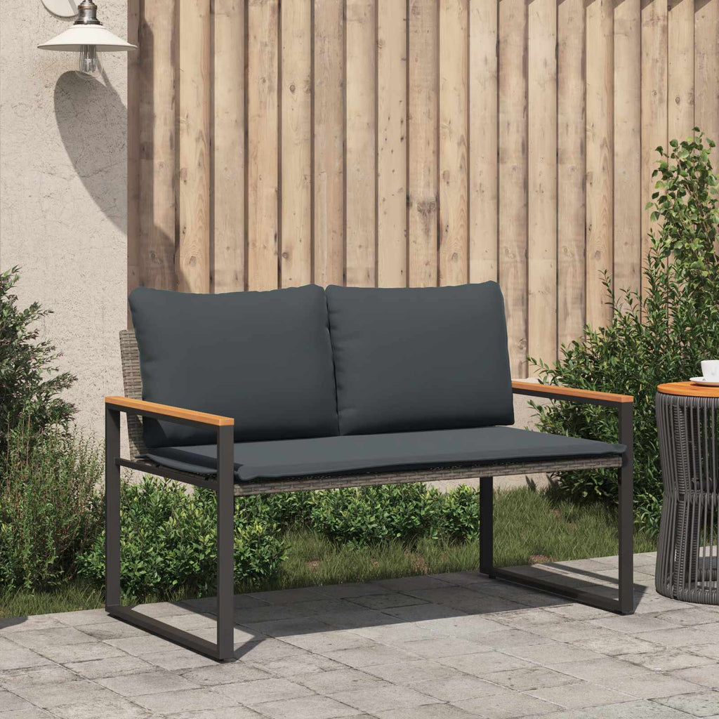 vidaXL ławka z poduszką Szary i ciemnoszary 115 x 65 x 72 cm rattan
