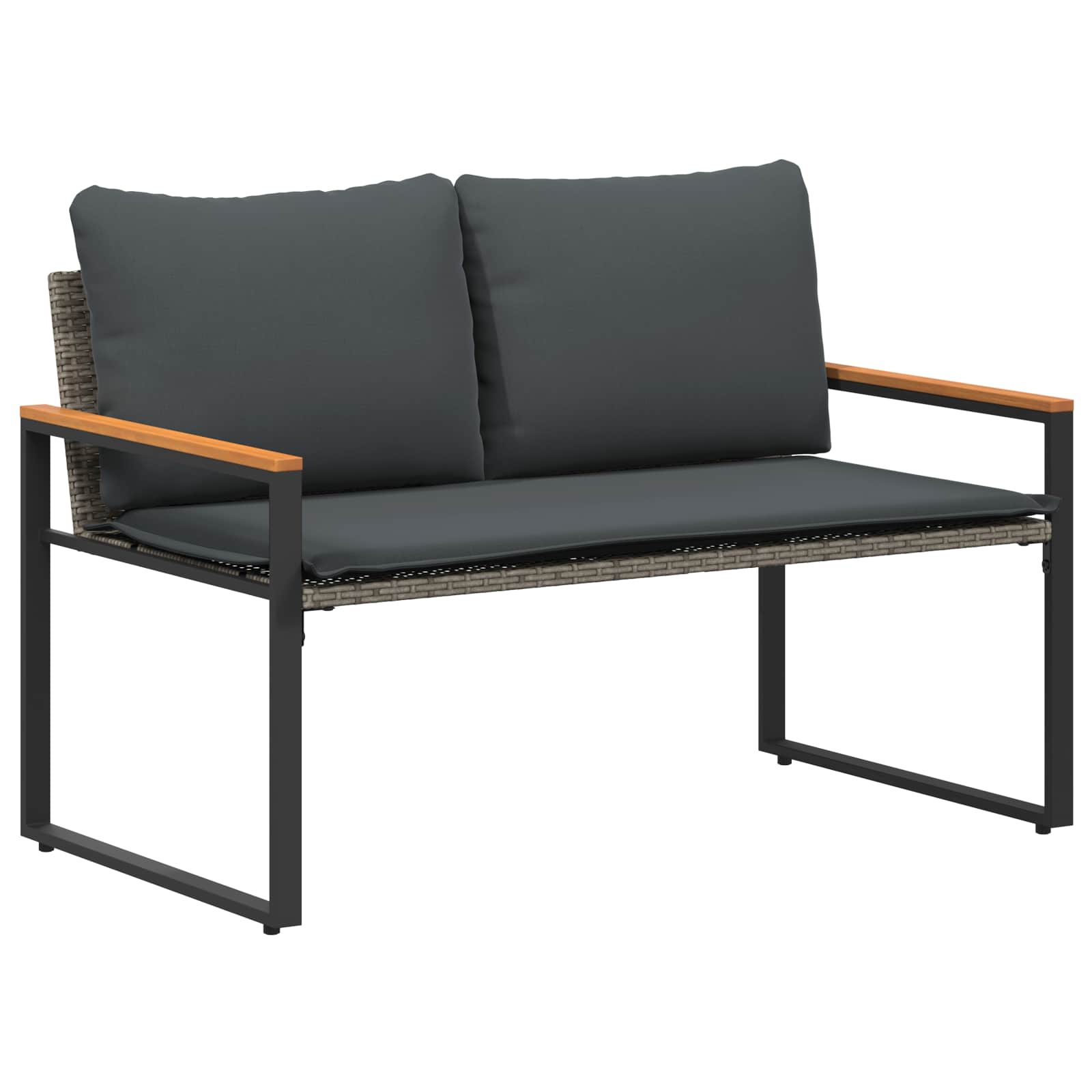 vidaXL ławka z poduszką Szary i ciemnoszary 115 x 65 x 72 cm rattan