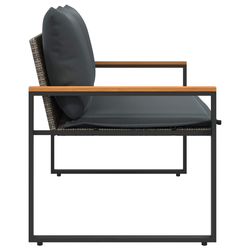 vidaXL ławka z poduszką Szary i ciemnoszary 115 x 65 x 72 cm rattan