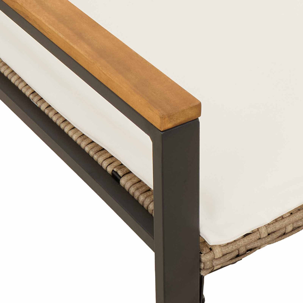 vidaXL ławka z poduszką Beżowy i kremowy 115 x 65 x 72 cm rattan