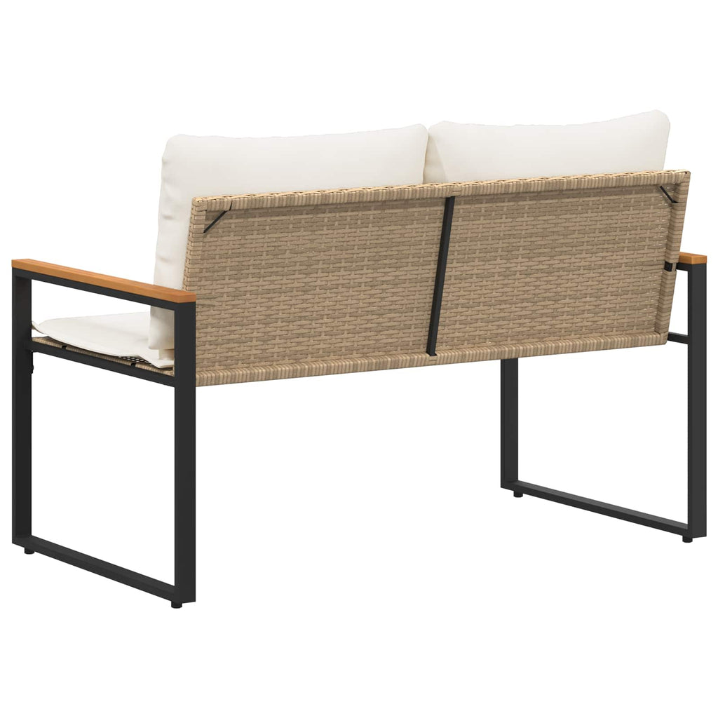 vidaXL ławka z poduszką Beżowy i kremowy 115 x 65 x 72 cm rattan